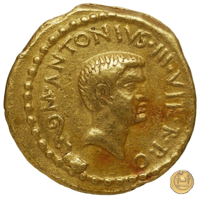 492/2 - aureo M. Antonius / M. Aemilius Lepidus 43 BC (Gallia Cisalpina)