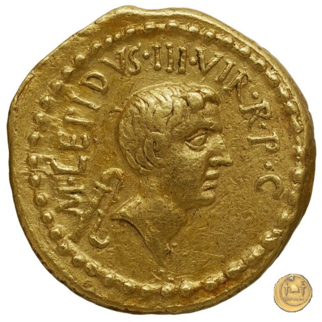 492/2 - aureo M. Antonius / M. Aemilius Lepidus 43 BC (Gallia Cisalpina)