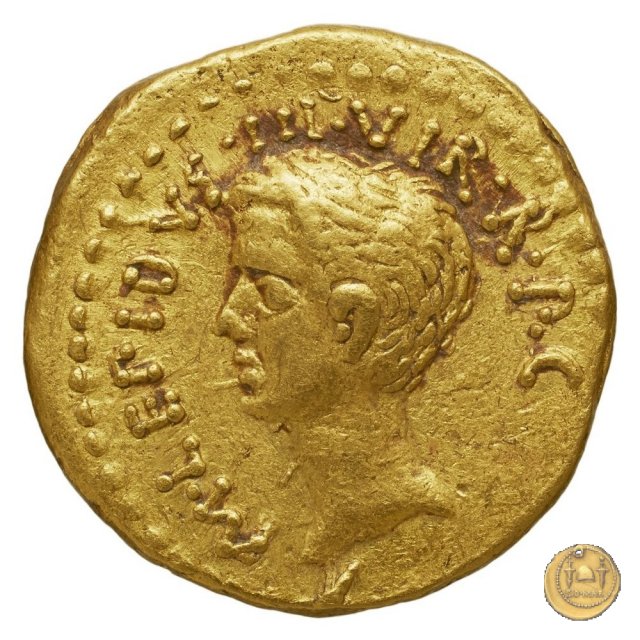 494/10 - aureo M. Aemilius Lepidus / C. Vibius Varus 42 BC (Roma)