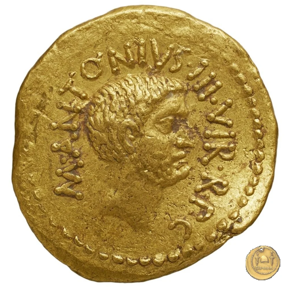 494/11 - aureo M. Antonius / C. Vibius Varus 42&nbsp;BC (Roma)