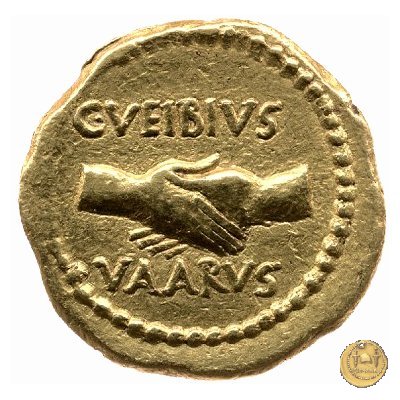 494/12 - aureo C. Iulius Caesar Octavianus / C. Vibius Varus 42 BC (Roma)