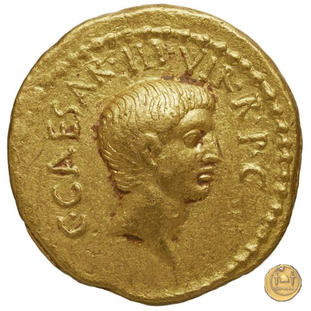 494/12 - aureo C. Iulius Caesar Octavianus / C. Vibius Varus 42 BC (Roma)