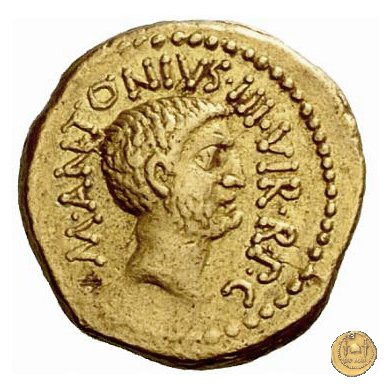 494/14 - aureo M. Antonius / L. Mussidius Longus 42 BC (Roma)