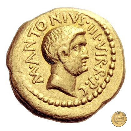 494/14 - aureo M. Antonius / L. Mussidius Longus 42 BC (Roma)