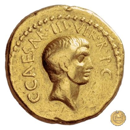 494/15 - aureo C. Iulius Caesar Octavianus / L. Mussidius Longus 42 BC (Roma)