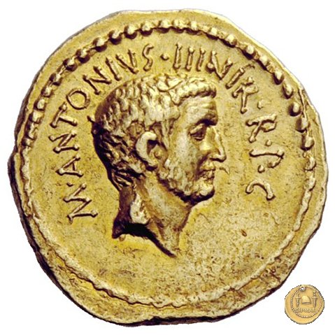 494/2 - aureo M. Antonius / L. Livineius Regulus 42 BC (Roma)