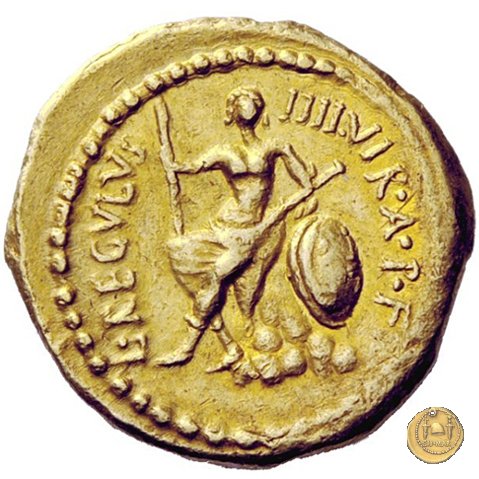 494/2 - aureo M. Antonius / L. Livineius Regulus 42 BC (Roma)