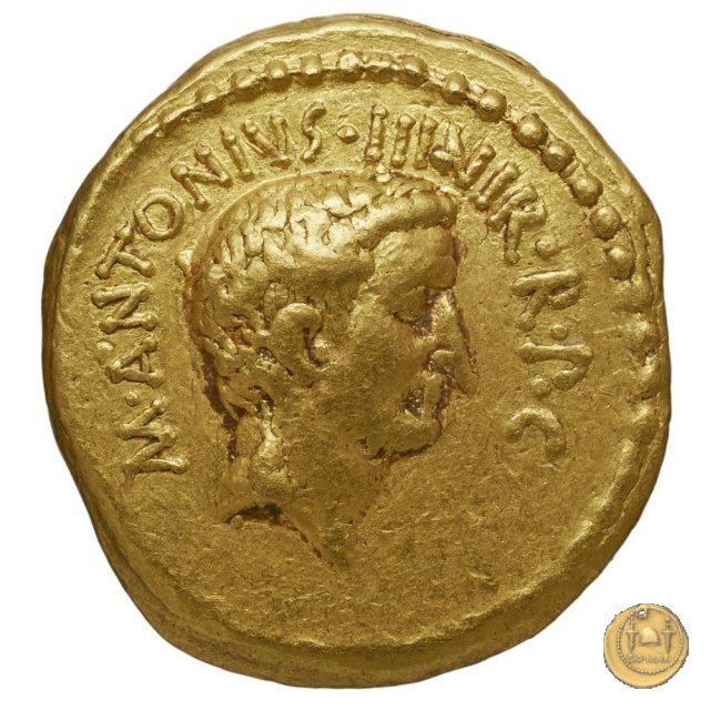 494/2 - aureo M. Antonius / L. Livineius Regulus 42 BC (Roma)