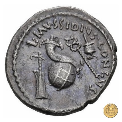 494/39 - denario L. Mussidius T.f. Longus 42 BC (Roma)