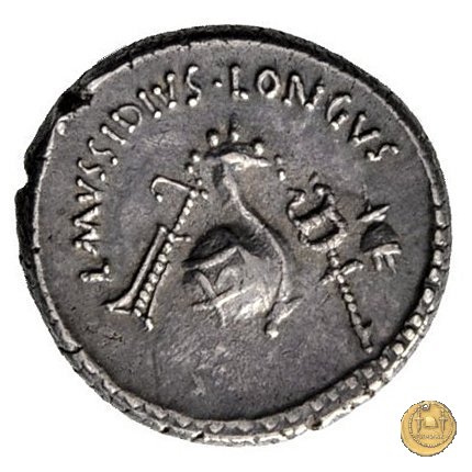 494/39 - denario L. Mussidius T.f. Longus 42 BC (Roma)