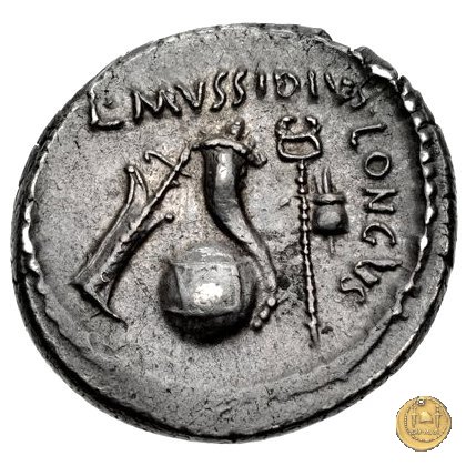 494/39 - denario L. Mussidius T.f. Longus 42 BC (Roma)