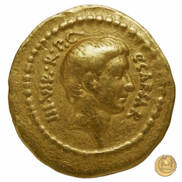 494/3 - aureo C. Iulius Caesar Octavianus / L. Livineius Regulus 42 BC (Roma)