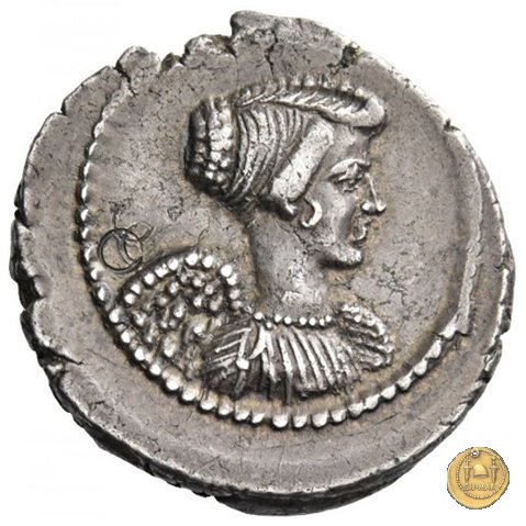 494/40 - denario L. Mussidius T.f. Longus 42 BC (Roma)