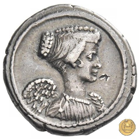 494/40 - denario L. Mussidius T.f. Longus 42 BC (Roma)