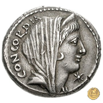 494/42 - denario L. Mussidius T.f. Longus 42 BC (Roma)