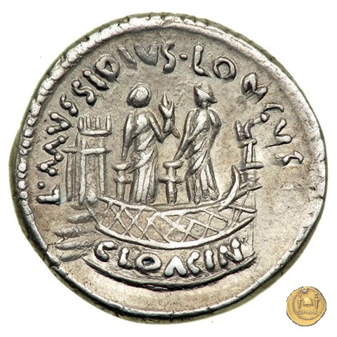 494/42 - denario L. Mussidius T.f. Longus 42 a.C. (Roma)