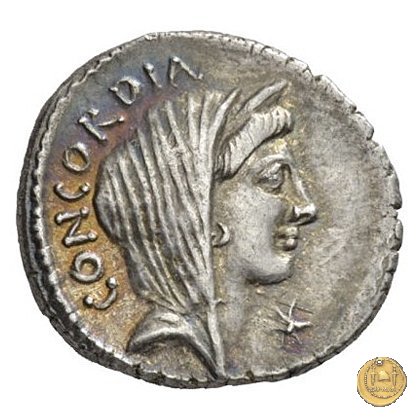 494/42 - denario L. Mussidius T.f. Longus 42 BC (Roma)