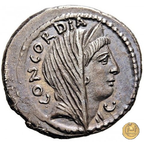 494/42 - denario L. Mussidius T.f. Longus 42 BC (Roma)