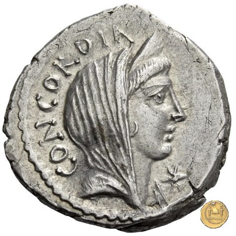 494/42 - denario L. Mussidius T.f. Longus 42 a.C. (Roma)