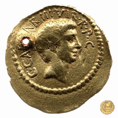 494/6 - aureo C. Iulius Caesar Octavianus / P. Clodius M.f. 42 BC (Roma)