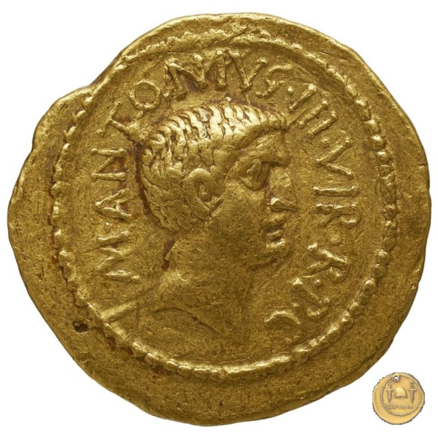 494/8 - aureo M. Antonius / L. Mussidius Longus 42 BC (Roma)