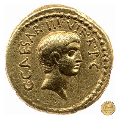 494/9 - aureo C. Iulius Caesar Octavianus / L. Mussidius Longus 42 BC (Roma)