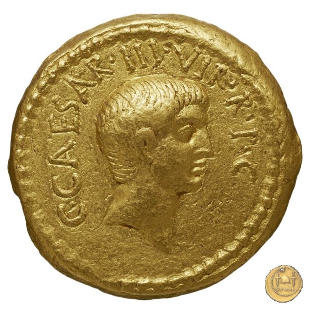 494/9 - aureo C. Iulius Caesar Octavianus / L. Mussidius Longus 42 BC (Roma)