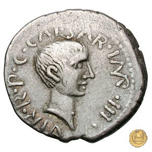 495/2 - denario M. Aemilius Lepidus / C. Iulius Caesar Octavianus 42 BC (Italia)