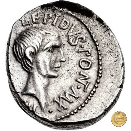 495/2 - denario M. Aemilius Lepidus / C. Iulius Caesar Octavianus 42 BC (Italia)