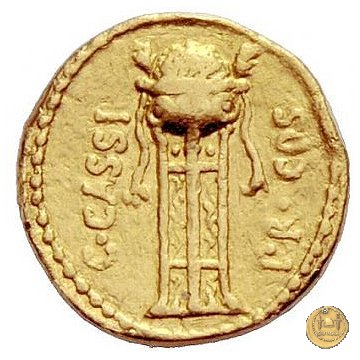 498/1 - aureo C. Cassius Longinus / M. Aquinus 43-42 BC (Itinerante con Cassius)