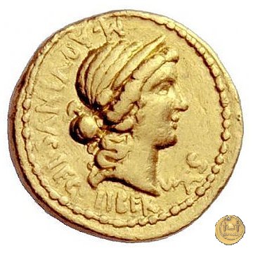 498/1 - aureo C. Cassius Longinus / M. Aquinus 43-42 BC (Itinerante con Cassius)