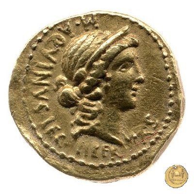 498/1 - aureo C. Cassius Longinus / M. Aquinus 43-42 BC (Itinerante con Cassius)