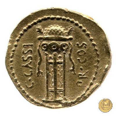 498/1 - aureo C. Cassius Longinus / M. Aquinus 43-42 BC (Itinerante con Cassius)