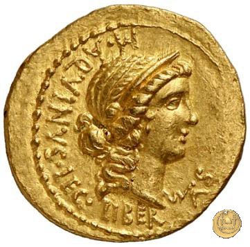 498/1 - aureo C. Cassius Longinus / M. Aquinus 43-42 BC (Itinerante con Cassius)