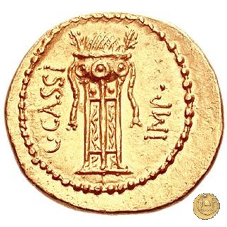 499/1 - aureo C. Cassius Longinus / M. Aquinus 43-42 BC (Itinerante con Cassius)