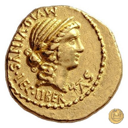 499/1 - aureo C. Cassius Longinus / M. Aquinus 43-42 a.C. (Itinerante con Cassius)