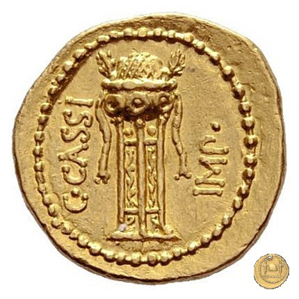 499/1 - aureo C. Cassius Longinus / M. Aquinus 43-42 BC (Itinerante con Cassius)