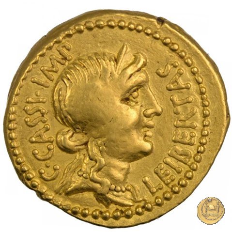 500/2 - aureo C. Cassius Longinus / L. Cornelius Lentulus Spinther 43-42 a.C. (Itinerante con Cassius)