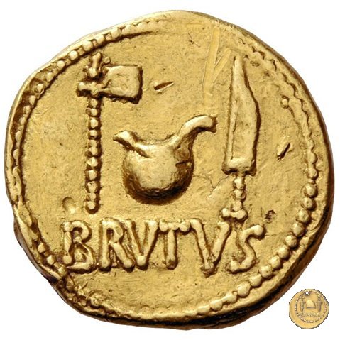500/6 - aureo M. Iunius Brutus / L. Cornelius Lentulus Spinther 43-42 BC (Itinerante con Brutus)