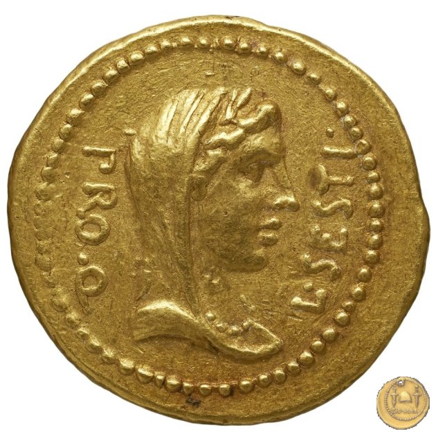 502/1 - aureo M. Iunius Brutus / L. Sestius 43-42 a.C. (Itinerante con Brutus)