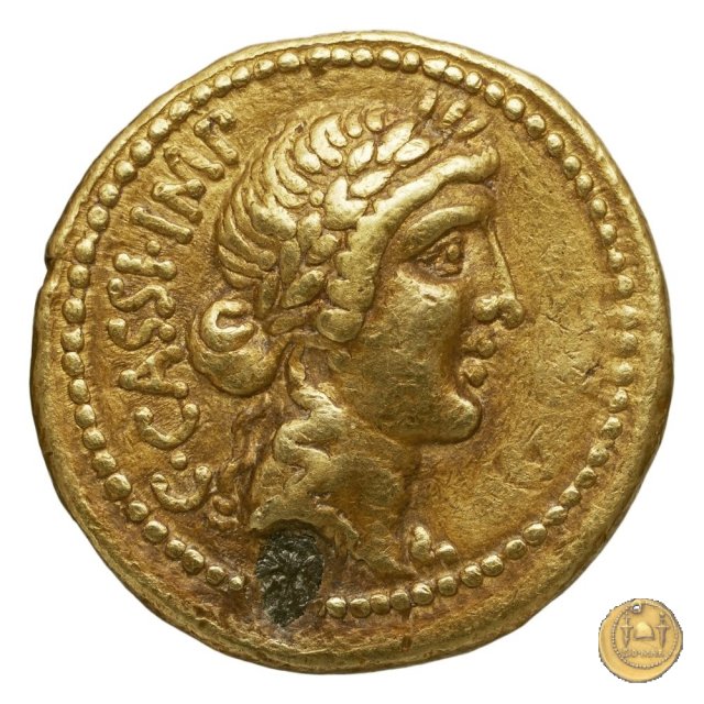 505/1 - aureo C. Cassius Longinus / M. Servilius C.f. 43-42 a.C. (Itinerante con Cassius)