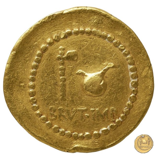 508/1 - aureo M. Iunius Brutus / L. Plaetorius Cestianus 43-42 a.C. (Itinerante con Brutus)