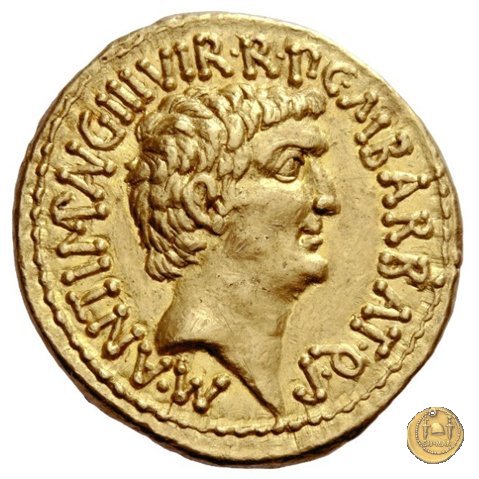 517/1 - aureo M. Antonius / C. Iulius Caesar Octavianus / M. Barbatius 41 BC (Itinerante con M. Antonius)