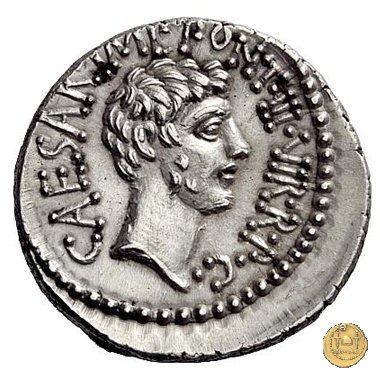 517/2 - denario M.Antonius / C.Iulius Caesar Octavianus / M.Barbatius 41 BC (Itinerante con M. Antonius)