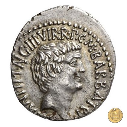 517/2 - denario M.Antonius / C.Iulius Caesar Octavianus / M.Barbatius 41 BC (Itinerante con M. Antonius)