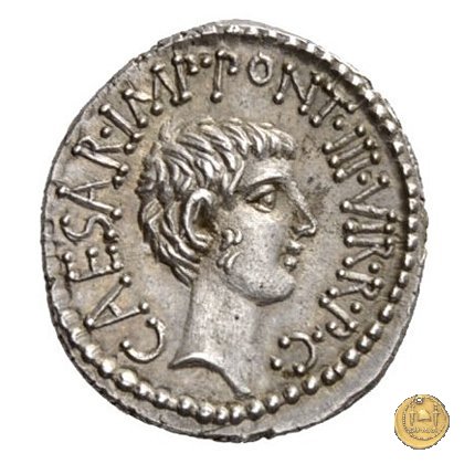 517/2 - denario M.Antonius / C.Iulius Caesar Octavianus / M.Barbatius 41 BC (Itinerante con M. Antonius)