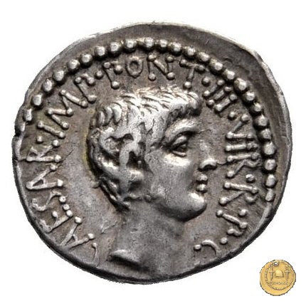 517/2 - denario M.Antonius / C.Iulius Caesar Octavianus / M.Barbatius 41 BC (Itinerante con M. Antonius)