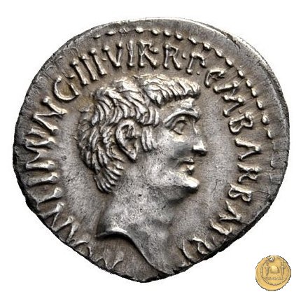 517/2 - denario M.Antonius / C.Iulius Caesar Octavianus / M.Barbatius 41 BC (Itinerante con M. Antonius)