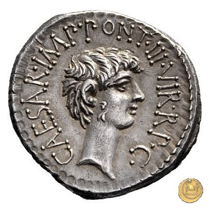 517/2 - denario M.Antonius / C.Iulius Caesar Octavianus / M.Barbatius 41 BC (Itinerante con M. Antonius)