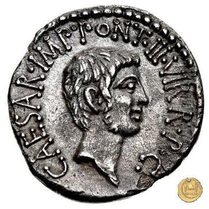 517/2 - denario M.Antonius / C.Iulius Caesar Octavianus / M.Barbatius 41 a.C. (Itinerante con M. Antonius)